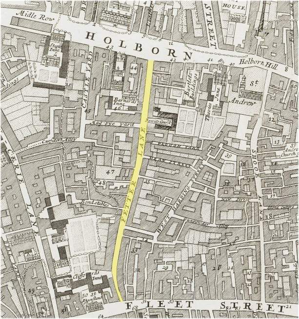 Fetter  Lane district of the Farrindon Without Ward of the city of London (c.1720)