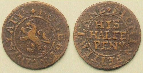 A  half penny token of Robert Redway of Fetter Lane, London.