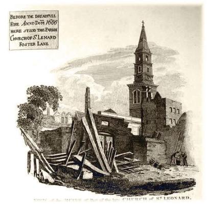 St. Leonard's Church, Foster Lane before the Great Fire of 1666