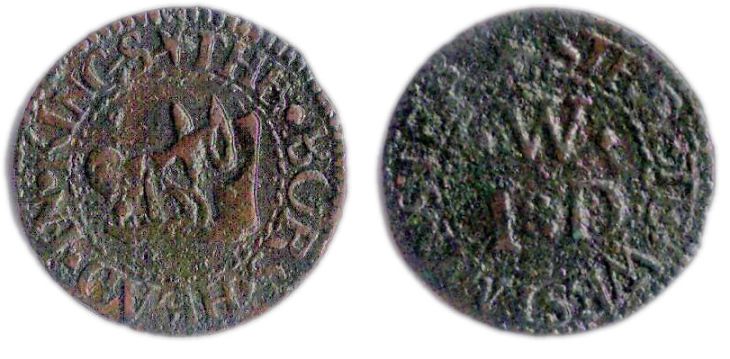 A farthing token issued in the name of the Boar's Head in King Street, Westminster