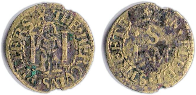 A farthing token issued in the name of The Hercules Pillars in Fleet Street, London