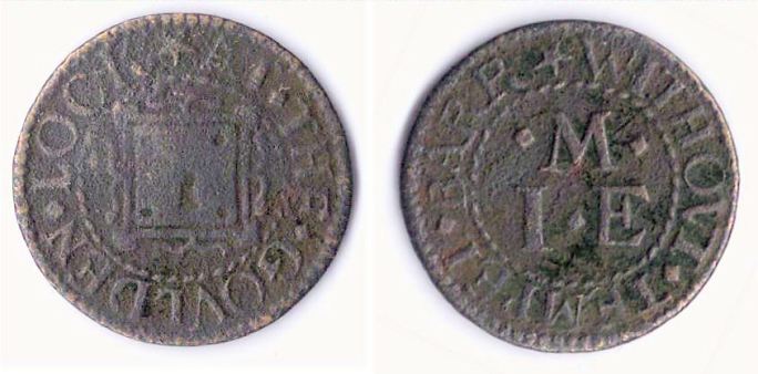 A farthing token issued in the name of the Golden Lock, Temple Bar Without, Westminster