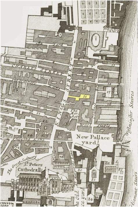 Part of the Parish of St. Margaret's, Westminster showing the location of Stable Yard (c.1720)