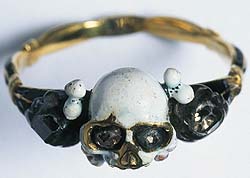 A mid 17th Century Deaths Head Type Funerary Ring from London