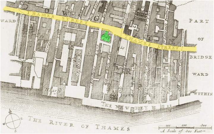 The Church of All Hallows the Great on Thames Street (c.1720)