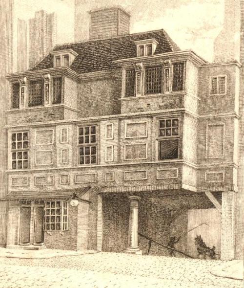The Gate House of Durham House on the south side of the Strand which survived until 1807 - From a scketch made by Nathaneil Smith in 1790
