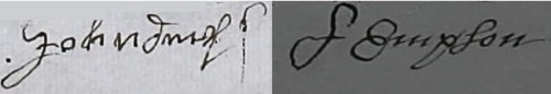 The signatures of John (left) and Ann (right) Empson respectively taken from their last Will and Testaments.